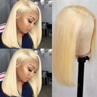 Blond 63 bob 13X4 transparent Lace Front Bob wig 180% Density